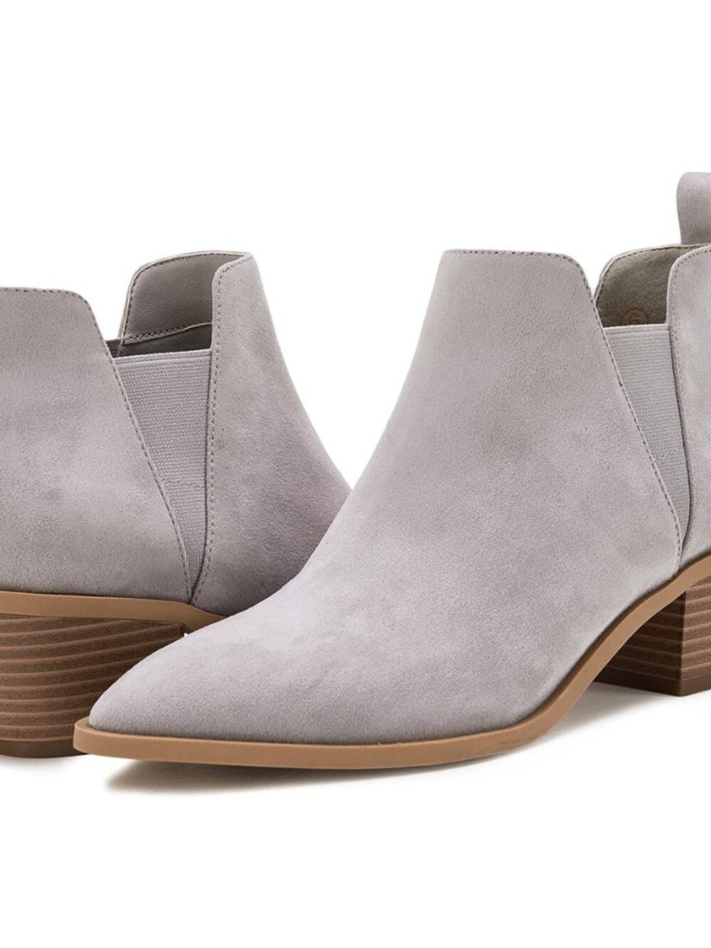 Booties for Women Stacked Chunky Heel Ankle Boots Slip on Western Low Heel